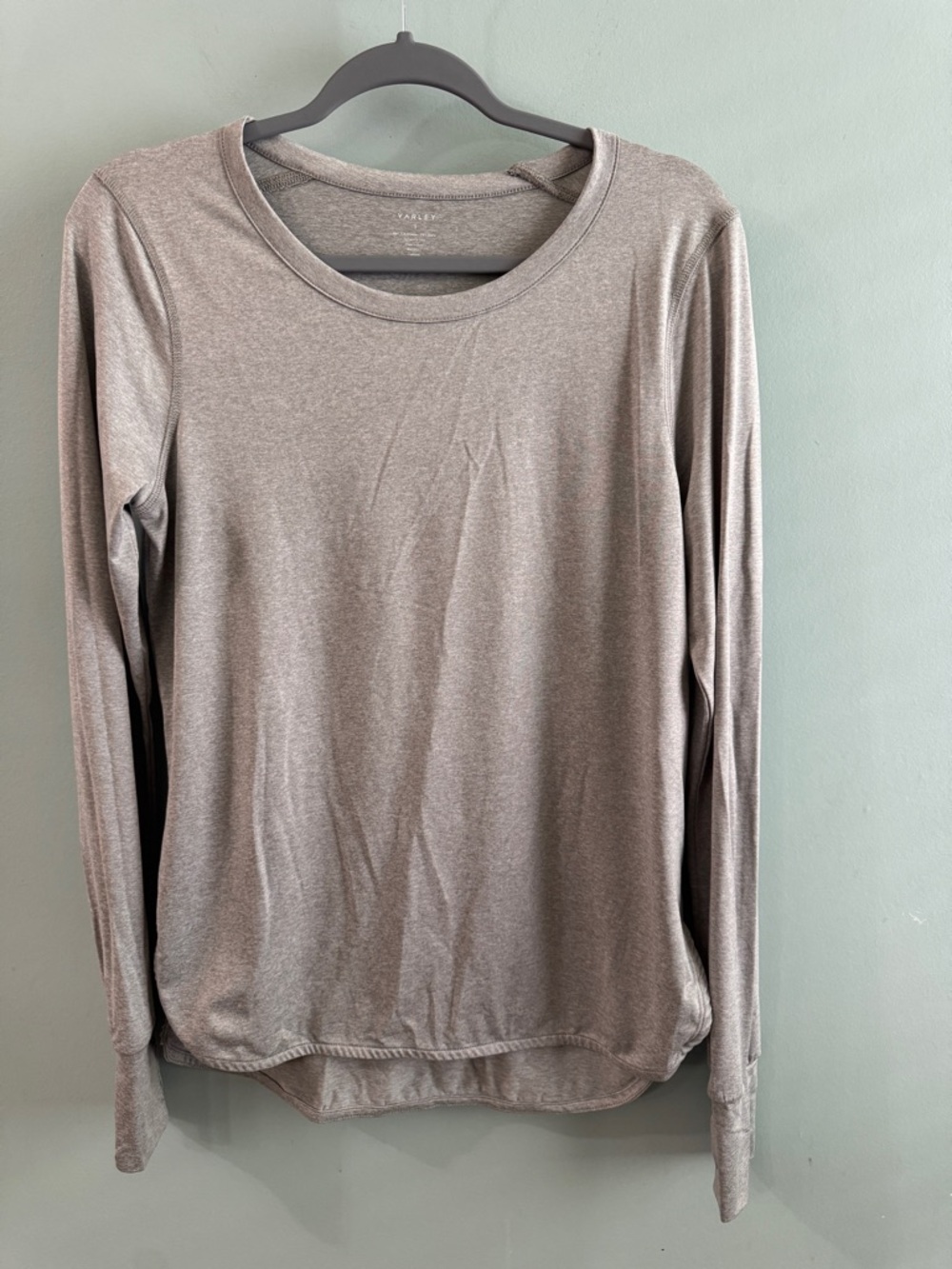 Varley Heather Gray Long Sleeve Crew Tee
